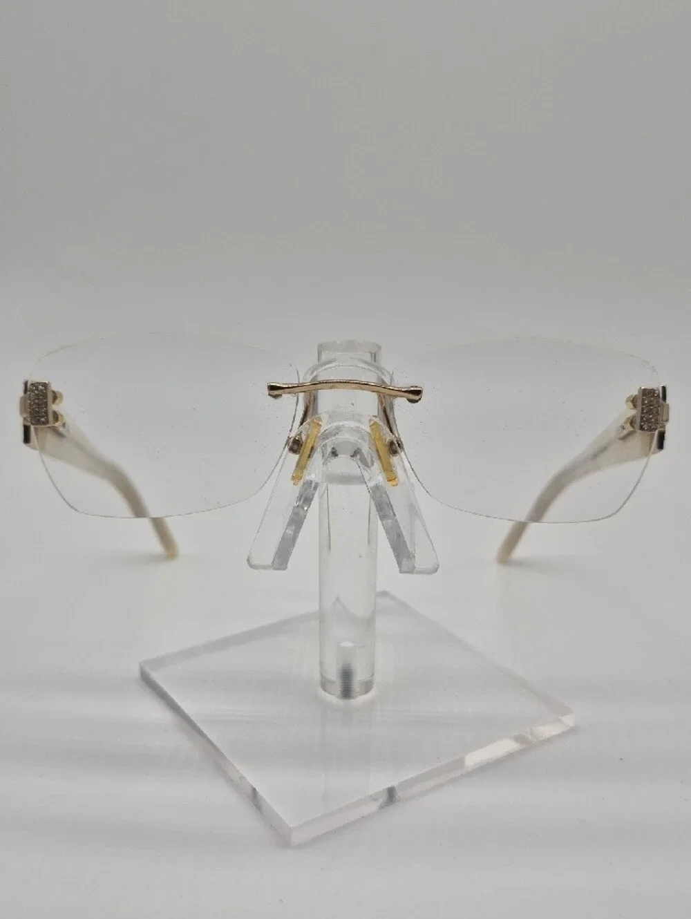 Caviar Rimless Eyeglasses w/Mother Of Pearl Arms